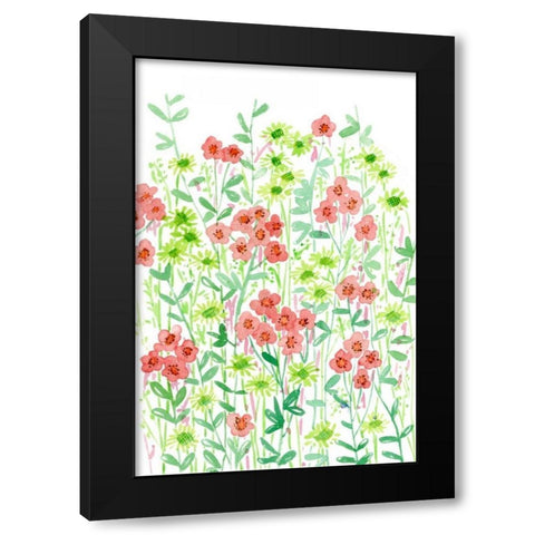 Wall Flowers II Black Modern Wood Framed Art Print with Double Matting by Wang, Melissa