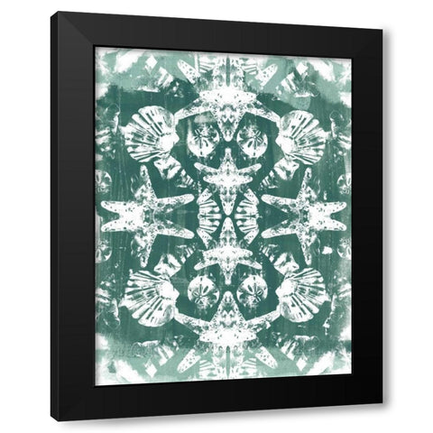 Sea Green Kaleidoscope I Black Modern Wood Framed Art Print with Double Matting by Vess, June Erica