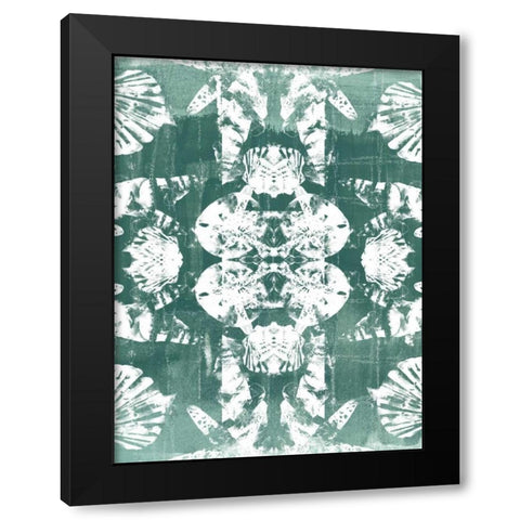 Sea Green Kaleidoscope IV Black Modern Wood Framed Art Print by Vess, June Erica