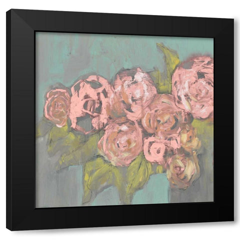 Blush Pink Flowers I Black Modern Wood Framed Art Print by Goldberger, Jennifer