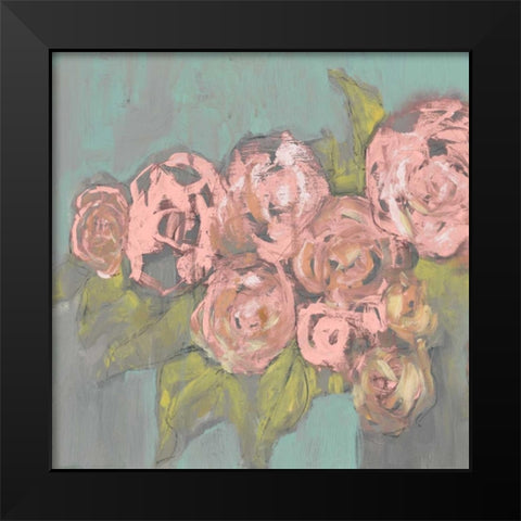 Blush Pink Flowers I Black Modern Wood Framed Art Print by Goldberger, Jennifer
