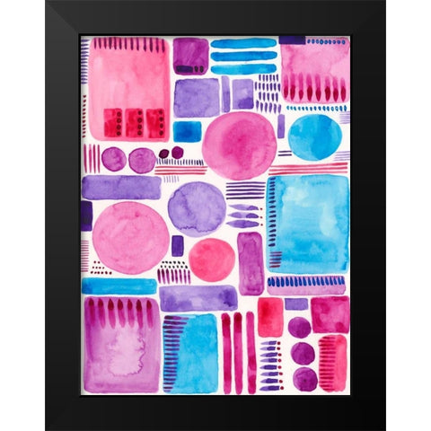 Mod Shapes I Black Modern Wood Framed Art Print by Moore, Regina