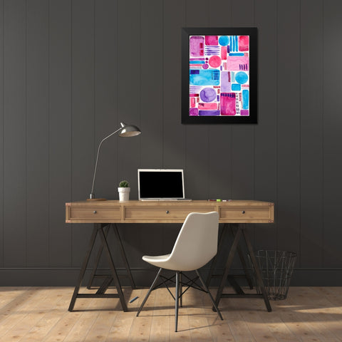 Mod Shapes II Black Modern Wood Framed Art Print by Moore, Regina