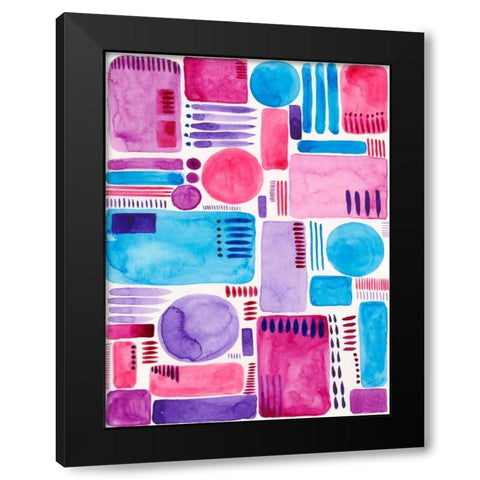 Mod Shapes II Black Modern Wood Framed Art Print by Moore, Regina