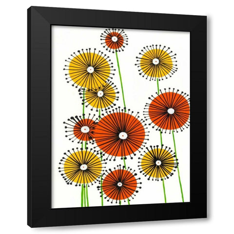Flower Wheels I Black Modern Wood Framed Art Print with Double Matting by Moore, Regina