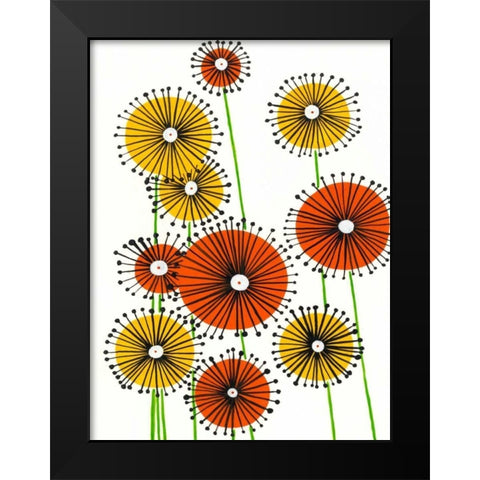 Flower Wheels I Black Modern Wood Framed Art Print by Moore, Regina