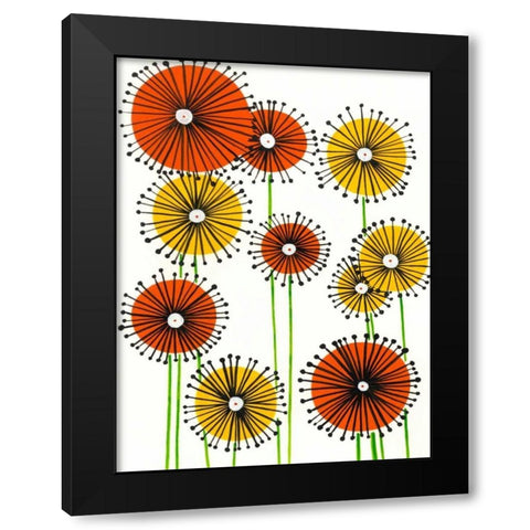 Flower Wheels II Black Modern Wood Framed Art Print by Moore, Regina