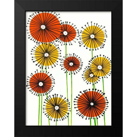 Flower Wheels II Black Modern Wood Framed Art Print by Moore, Regina