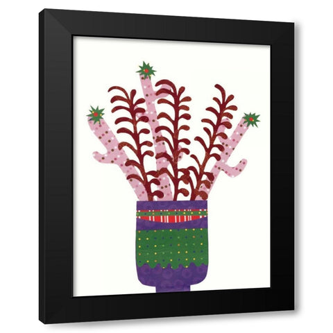 Cheerful Succulent II Black Modern Wood Framed Art Print with Double Matting by Moore, Regina