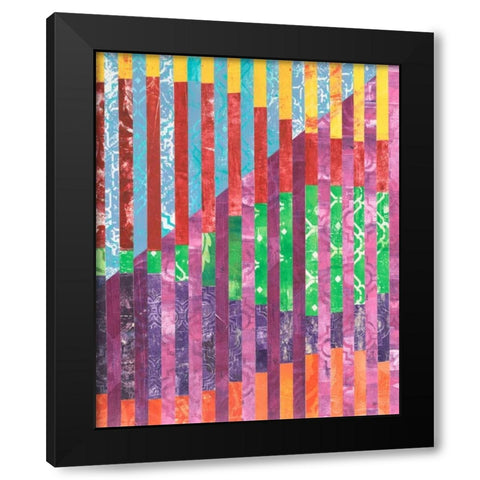 Quilted Monoprints IV Black Modern Wood Framed Art Print with Double Matting by Moore, Regina