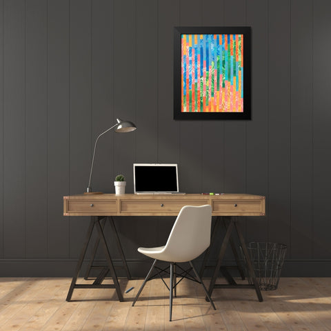 Quilted Monoprints VI Black Modern Wood Framed Art Print by Moore, Regina