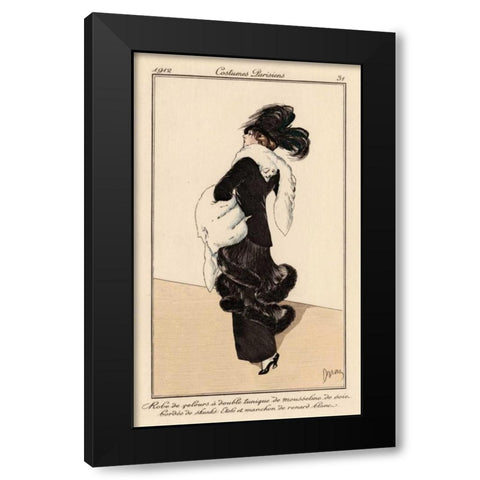 Vintage French Fashion I Black Modern Wood Framed Art Print by Unknown