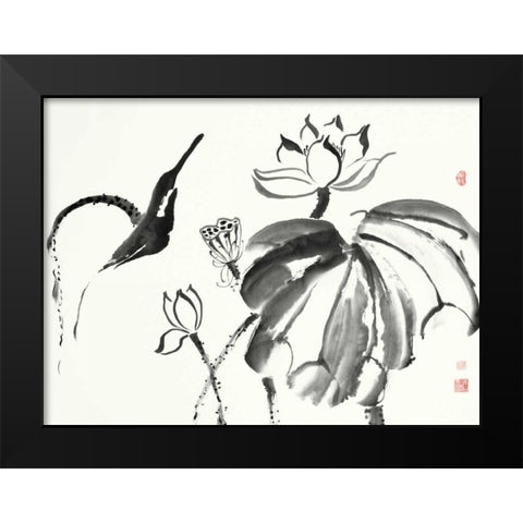 Lotus Study I Black Modern Wood Framed Art Print by Rae, Nan