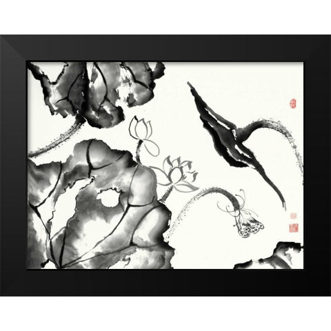 Lotus Study II Black Modern Wood Framed Art Print by Rae, Nan