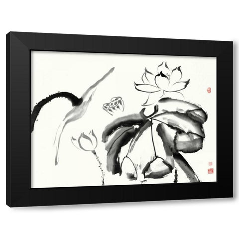 Lotus Study III Black Modern Wood Framed Art Print by Rae, Nan