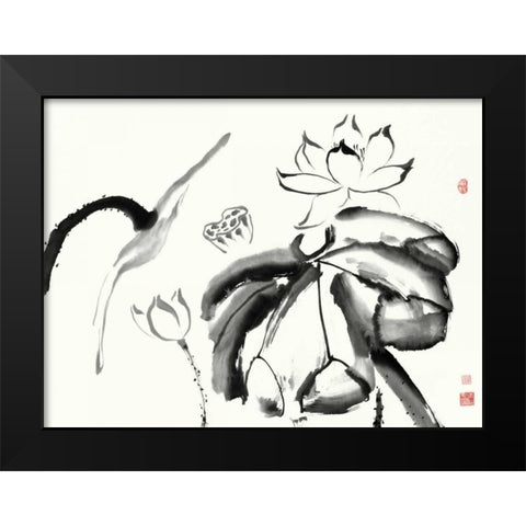 Lotus Study III Black Modern Wood Framed Art Print by Rae, Nan