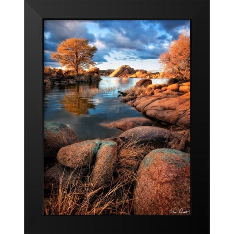 Rocky Lake II Black Modern Wood Framed Art Print by Drost, David