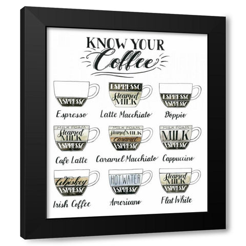 Coffee Chart Black Modern Wood Framed Art Print by Popp, Grace
