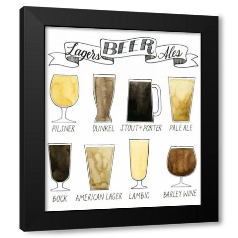 Beer Info Graphic Black Modern Wood Framed Art Print with Double Matting by Popp, Grace