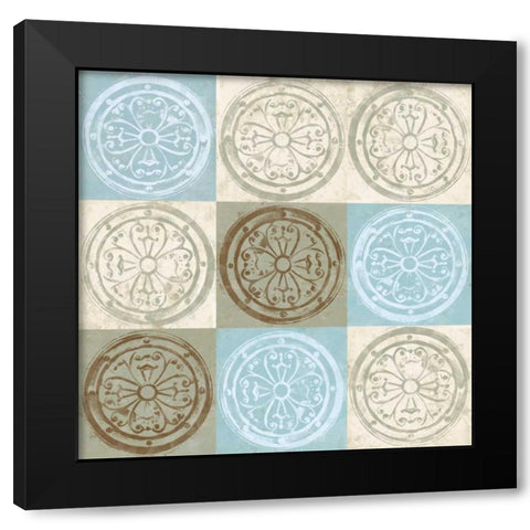 Blue Squared II Black Modern Wood Framed Art Print with Double Matting by Saunders, Alonzo