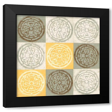 Yellow Squared I Black Modern Wood Framed Art Print by Saunders, Alonzo