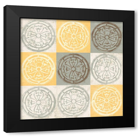 Yellow Squared II Black Modern Wood Framed Art Print by Saunders, Alonzo