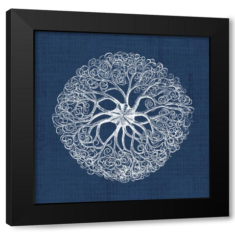 Sea Anemone on Indigo II Black Modern Wood Framed Art Print by Vision Studio