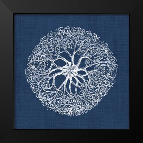 Sea Anemone on Indigo II Black Modern Wood Framed Art Print by Vision Studio