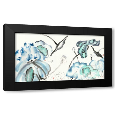 Lotus Study with Blue Green III Black Modern Wood Framed Art Print with Double Matting by Rae, Nan
