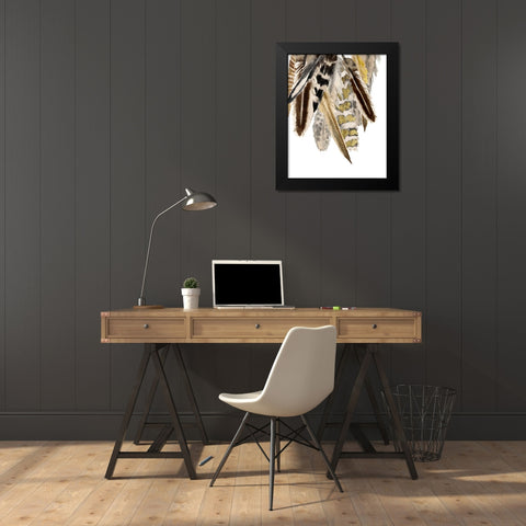 Custom Vintage Feathers I Black Modern Wood Framed Art Print by Studio W.