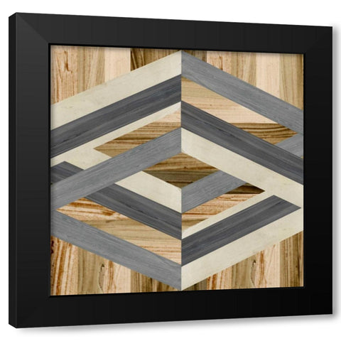 Geometric Inlay II Black Modern Wood Framed Art Print with Double Matting by Vess, June Erica