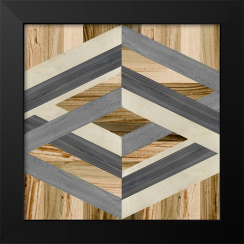 Geometric Inlay II Black Modern Wood Framed Art Print by Vess, June Erica
