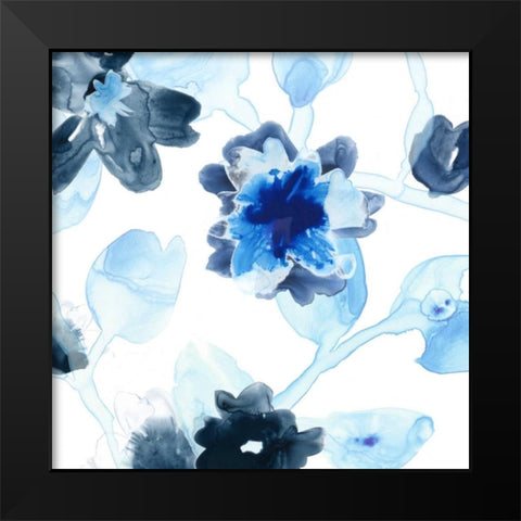 Blue Gossamer Garden I Black Modern Wood Framed Art Print by Vess, June Erica