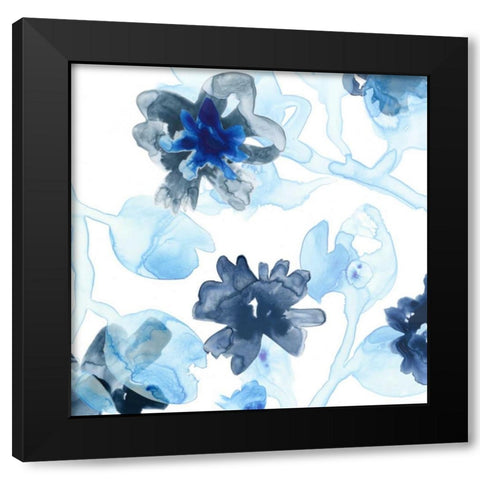 Blue Gossamer Garden II Black Modern Wood Framed Art Print with Double Matting by Vess, June Erica