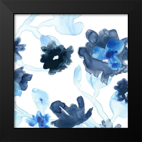 Blue Gossamer Garden III Black Modern Wood Framed Art Print by Vess, June Erica