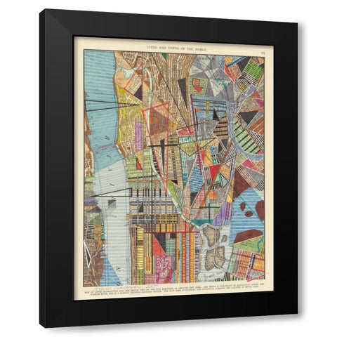 Modern Map of New York I Black Modern Wood Framed Art Print by Galapon, Nikki