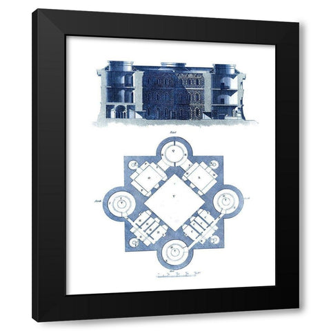 Custom Architectural Blueprint II Black Modern Wood Framed Art Print by George, Andrew Cook