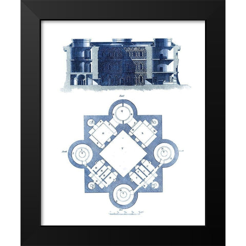 Custom Architectural Blueprint II Black Modern Wood Framed Art Print by George, Andrew Cook