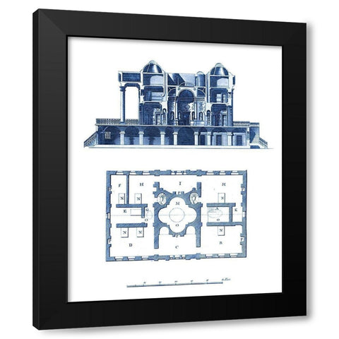 Custom Architectural Blueprint III Black Modern Wood Framed Art Print with Double Matting by George, Andrew Cook