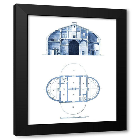 Custom Architectural Blueprint V Black Modern Wood Framed Art Print by George, Andrew Cook