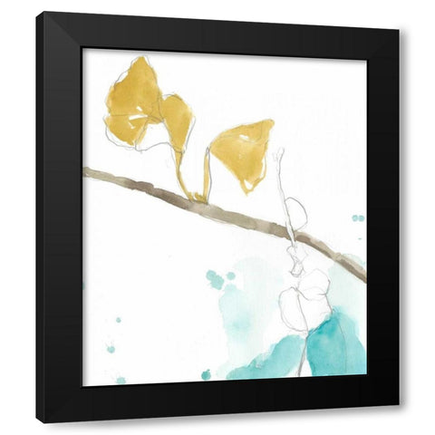 Ginkgo on Dusty Teal II Black Modern Wood Framed Art Print by Goldberger, Jennifer