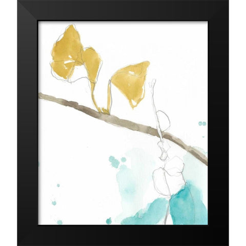 Ginkgo on Dusty Teal II Black Modern Wood Framed Art Print by Goldberger, Jennifer