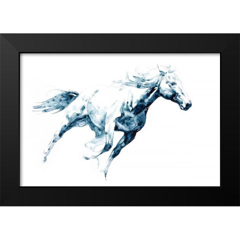 Sapphire Gallop I Black Modern Wood Framed Art Print by Chapman, Julie T.