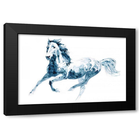 Sapphire Gallop II Black Modern Wood Framed Art Print by Chapman, Julie T.