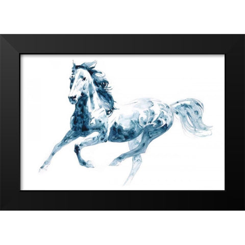 Sapphire Gallop II Black Modern Wood Framed Art Print by Chapman, Julie T.