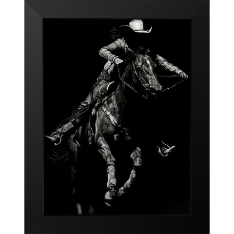 Scratchboard Rodeo IV Black Modern Wood Framed Art Print by Chapman, Julie T.