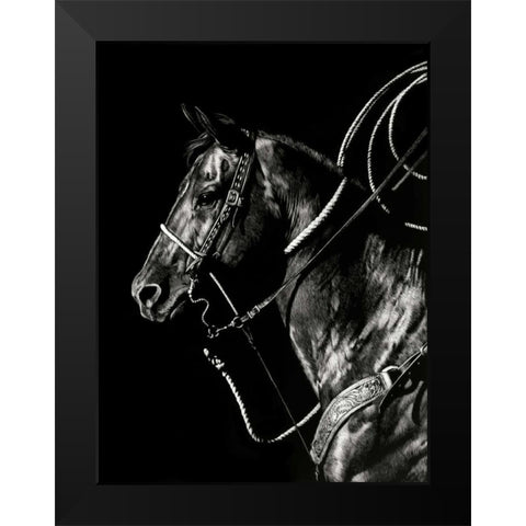 Scratchboard Rodeo V Black Modern Wood Framed Art Print by Chapman, Julie T.