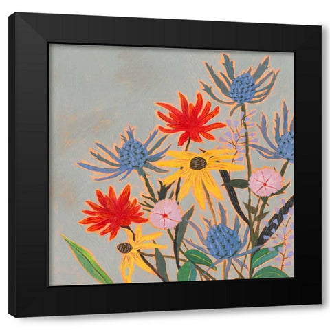 Thistle Bouquet I Black Modern Wood Framed Art Print with Double Matting by Borges, Victoria