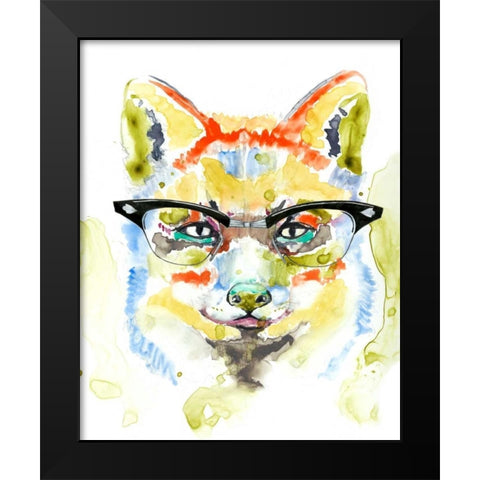 Smarty-Pants Fox Black Modern Wood Framed Art Print by Goldberger, Jennifer