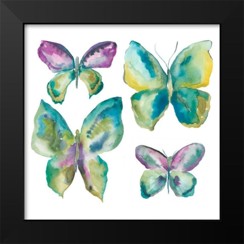 Jeweled Butterflies I Black Modern Wood Framed Art Print by Zarris, Chariklia